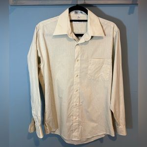 Armando Button Down Long Sleeve Dress Shirt in Light Tan/Cream